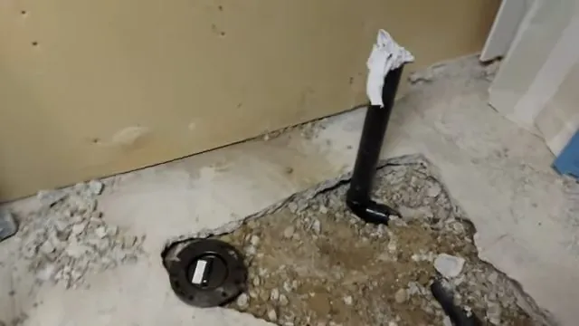 Basement toilet drain and vent rough-in