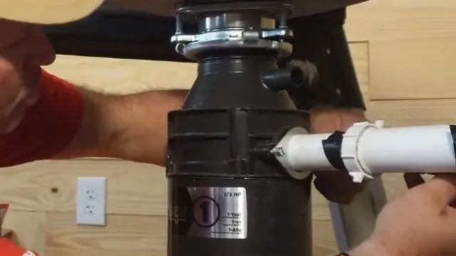 Completed drain connection on a garbage disposal