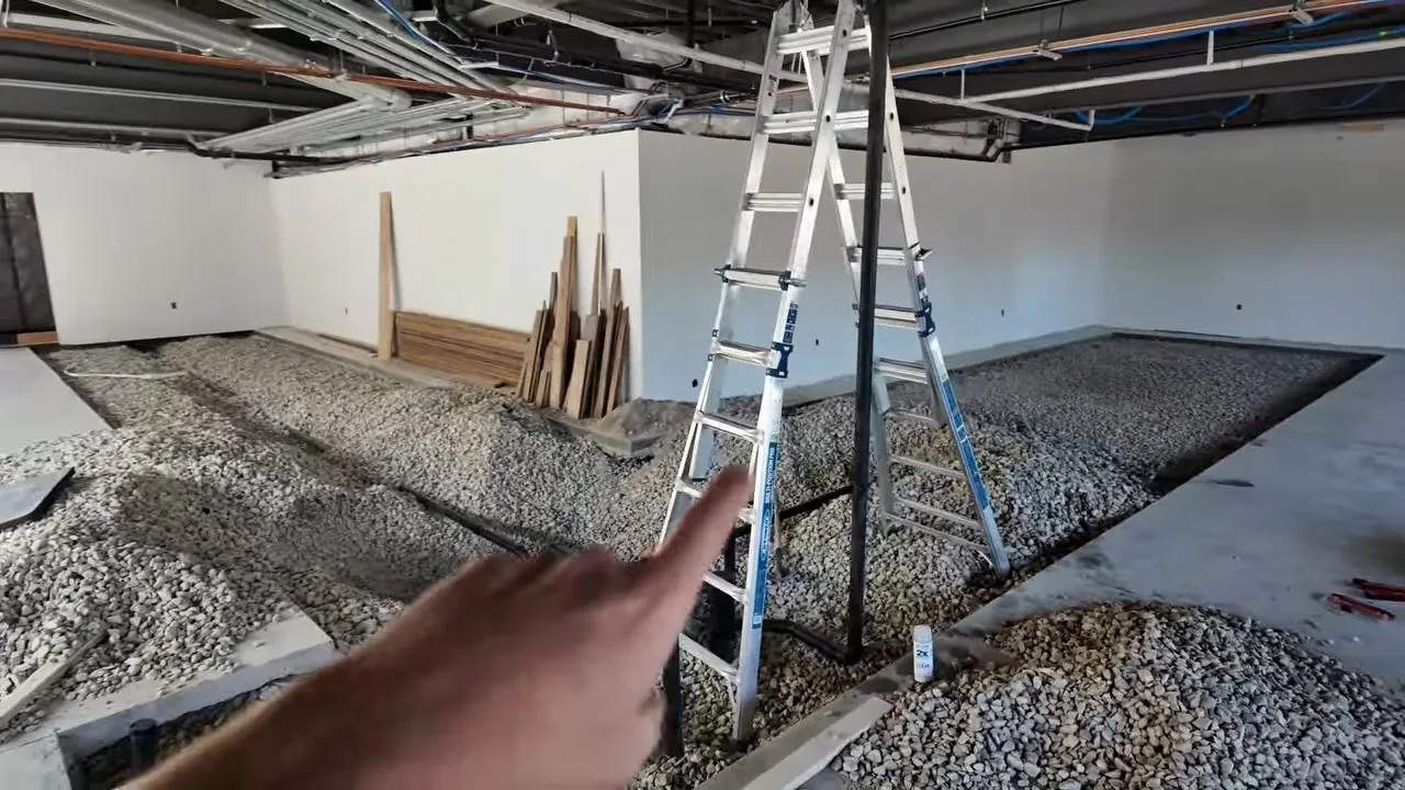 Commercial drain layout under construction at a dental office