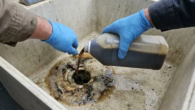 Foaming reaction from a drain cleaning treatment inside a pipe