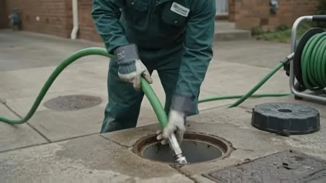 Hydro jet nozzle flushing clear water through a test pipe