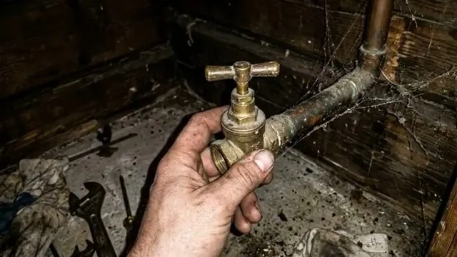 Frozen faucet valve handle removed for replacement