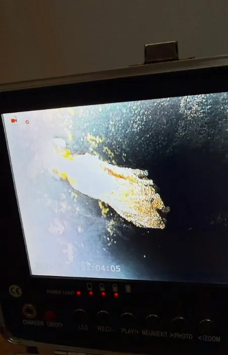 Thermal imaging screen showing a heat signature from a slab leak